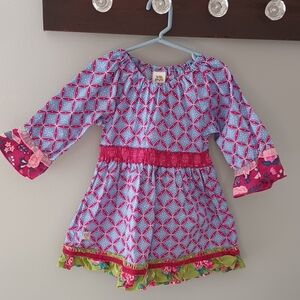Blue and Pink Wildflowers Girls Patterned Dress